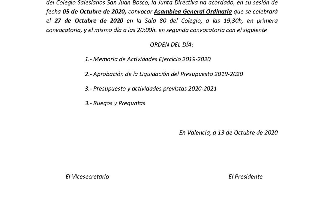 ASAMBLEA GENERAL ORDINARIA AMPAS